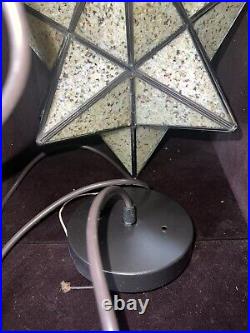 VTG 1960s Moravian Star Moroccan Swag Lamp Light Pendant Crush Shell Glass MCM