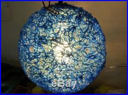 VTG 1960s SPACE AGE BLUE MOON SPUN LUCITE SPAGHETTI HANGING SWAG LAMP LIGHT