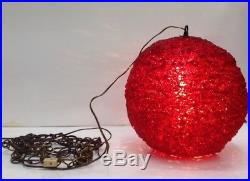 VTG 1960s SPACE AGE RED MOON SPUN LUCITE SPAGHETTI HANGING SWAG LAMP LIGHT