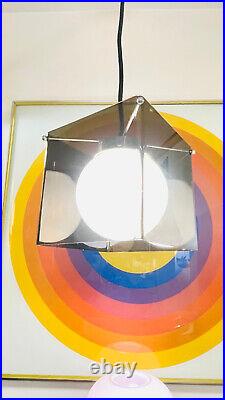 VTG 1970s MOD Cube Square Lucite Acrylic Glass Globe Lamp Ceiling Light Fixture