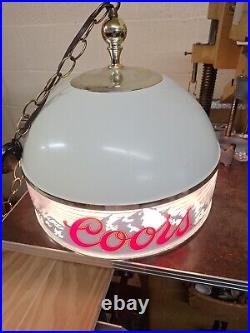 VTG 1980 Adolph Coors Beer Company Swag Pool Billiard 15D Hanging Light Lamp