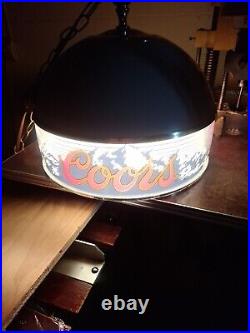 VTG 1980 Adolph Coors Beer Company Swag Pool Billiard 15D Hanging Light Lamp