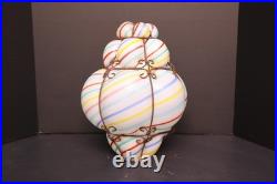 VTG 60s MCM Bubble Tutti Frutti Glass SHADE Swag Lamp Caged Pendant Light Murano