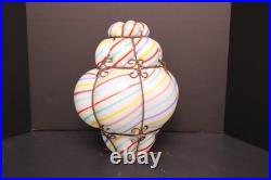VTG 60s MCM Bubble Tutti Frutti Glass SHADE Swag Lamp Caged Pendant Light Murano