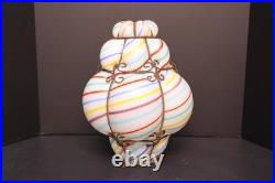 VTG 60s MCM Bubble Tutti Frutti Glass SHADE Swag Lamp Caged Pendant Light Murano