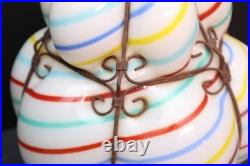 VTG 60s MCM Bubble Tutti Frutti Glass SHADE Swag Lamp Caged Pendant Light Murano