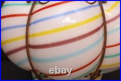 VTG 60s MCM Bubble Tutti Frutti Glass SHADE Swag Lamp Caged Pendant Light Murano