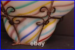VTG 60s MCM Bubble Tutti Frutti Glass SHADE Swag Lamp Caged Pendant Light Murano