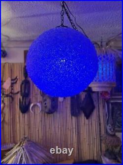 VTG 60s MCM Chunky Lucite White Rock Candy Swag Hanging Ball Light Lamp 16 Tiki