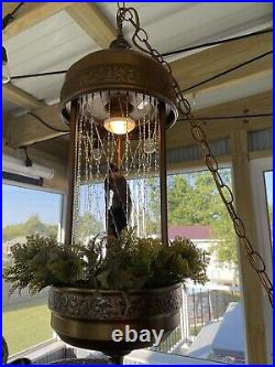 VTG 60s Mineral Oil Rain Hanging Lamp WORKS Rare Nude Greek Goddess Johnston 30