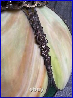 VTG 6 Panel Caramel Slag Glass Tulip Ceiling Hanging Lamp Fixture MCM Victorian