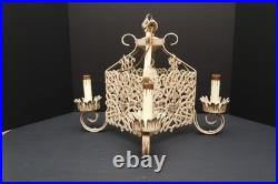 VTG ART DECO Hanging Lamp Gothic Spanish Revival Chandelier 4 Light Fixture ATQ