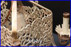 VTG ART DECO Hanging Lamp Gothic Spanish Revival Chandelier 4 Light Fixture ATQ