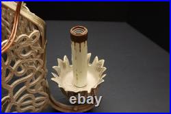 VTG ART DECO Hanging Lamp Gothic Spanish Revival Chandelier 4 Light Fixture ATQ