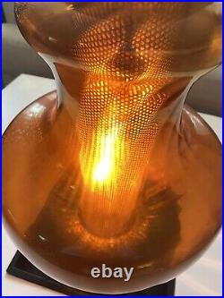 VTG Amber Glass Pendant Light Ceiling Hanging Mid Century Modern SWAG LAMP Acorn