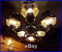 VTG/Antique Country Rustic Large Hanging Ceiling Light Chandelier, Oil Lamp Style