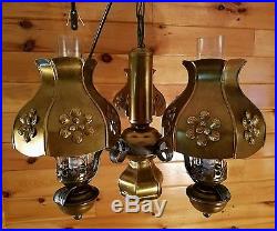 VTG/Antique Country Rustic Large Hanging Ceiling Light Chandelier, Oil Lamp Style