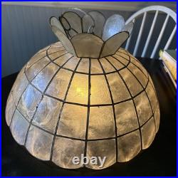 VTG Capiz Shell Scallop Lamp Shade 16 Mid Century Boho Swag Chain READ
