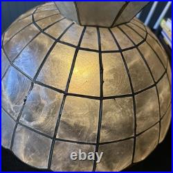 VTG Capiz Shell Scallop Lamp Shade 16 Mid Century Boho Swag Chain READ
