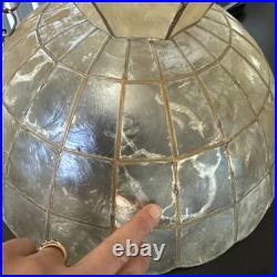 VTG Capiz Shell Scallop Lamp Shade 16 Mid Century Boho Swag Chain READ