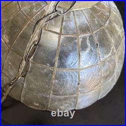 VTG Capiz Shell Scallop Lamp Shade 16 Mid Century Boho Swag Chain READ