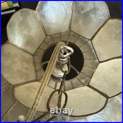 VTG Capiz Shell Scallop Lamp Shade 16 Mid Century Boho Swag Chain READ
