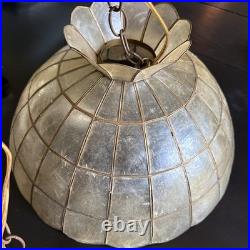 VTG Capiz Shell Scallop Lamp Shade Tiffany Style 16 Mid Century Boho Swag Chain