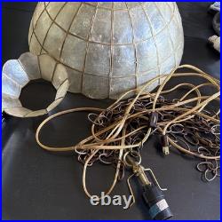 VTG Capiz Shell Scallop Lamp Shade Tiffany Style 16 Mid Century Boho Swag Chain