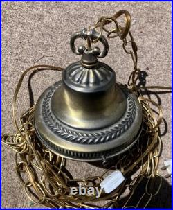 VTG Dillard M. Smith Milk Glass Raised Grape Hanging Swag Lamp Light Fixture