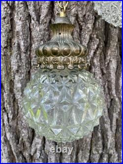 VTG Double Pendant Swag Lamp Light Fixture Hollywood Regency Ceiling MCM