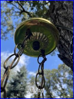 VTG Double Pendant Swag Lamp Light Fixture Hollywood Regency Ceiling MCM