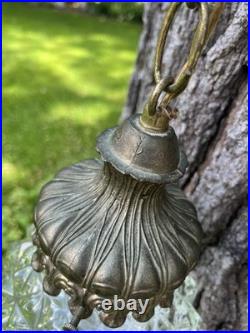 VTG Double Pendant Swag Lamp Light Fixture Hollywood Regency Ceiling MCM