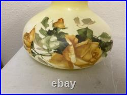 VTG Gone with the Wind Hand Painted Flower Hanging Hurricane Hanging Lamp
