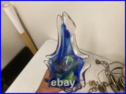 VTG Gone with the Wind Hand Painted Flower Hanging Hurricane Hanging Lamp