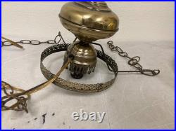 VTG Gone with the Wind Hand Painted Flower Hanging Hurricane Hanging Lamp