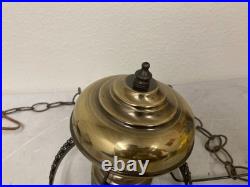 VTG Gone with the Wind Hand Painted Flower Hanging Hurricane Hanging Lamp