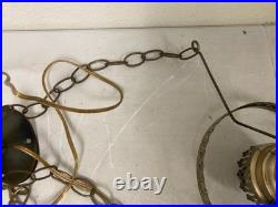 VTG Gone with the Wind Hand Painted Flower Hanging Hurricane Hanging Lamp