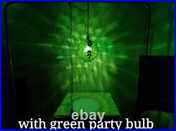 VTG Green Optic Glass Swag Lamp Raised Gold Floral Motif MCM Falkenstein Style