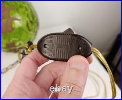 VTG Green Optic Glass Swag Lamp Raised Gold Floral Motif MCM Falkenstein Style