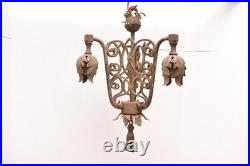 VTG Hanging Lamp Lantern Gothic Spanish Pedant Light Fixture Black Chandelier