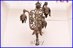 VTG Hanging Lamp Lantern Gothic Spanish Pedant Light Fixture Black Chandelier