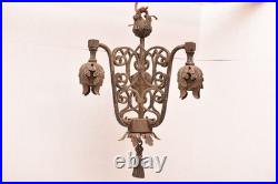 VTG Hanging Lamp Lantern Gothic Spanish Pedant Light Fixture Black Chandelier