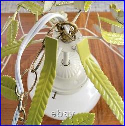 VTG Hanging Metal Flower Tole Chandelier Swag Chain Lamp 17 wide DS70 BIN00