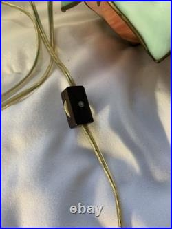 VTG Hanging Slag Glass Tulip Design Green & Orange With 13ft Cord On&Off Switch