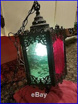 VTG Large Mid Century Retro Gothic Spanish/Tudor Hanging Swag Light/Lamp