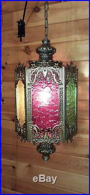 VTG Large Mid Century Retro Gothic Spanish/Tudor Hanging Swag Light/Lamp