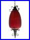 VTG Large Swag Lamp Red Crackle Glass Hanging Light Spanish Revival Pull String