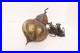 VTG MCM Bubble Amber Crackle Glass Shade Swag Lamp Caged Pendant Light Murano