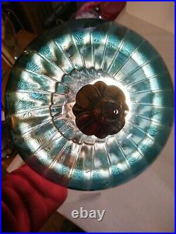 VTG MCM Glass Hanging COBALT Blue Saucer Light Swag Lamp Retro Diffuser Plug-in