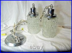 VTG MCM Hollywood Regency Double Swag Glass Globe Hanging Lights Ceiling Lamps